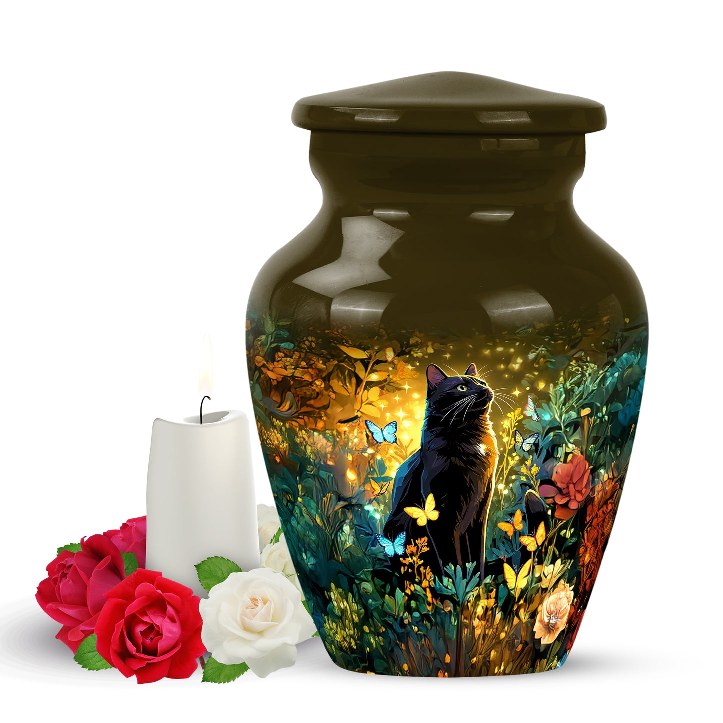 Personalized Eternal Cat Cremation Urns - Gold 10-inch, 200 cu in - Yatskia