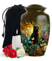 Black Cat Cremation Urn for Human Ashes - Colorful Butterflies Memorial Urn