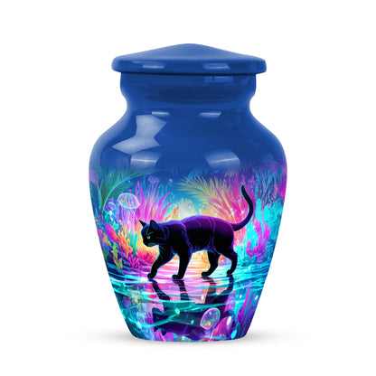 Illustrious Cat Memorial Cremation Urns - Blue 10-inch, 200 cu in - Yatskia