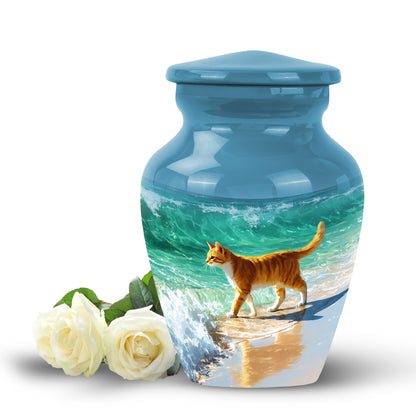 Hallowed Cat Cremation Urns for Human Ashes - Blue 10-inch - Yatskia