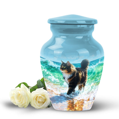 Blue Venerable Cat Cremation Urns for Human Ashes - 10-inch, 200 cu in - Yatskia