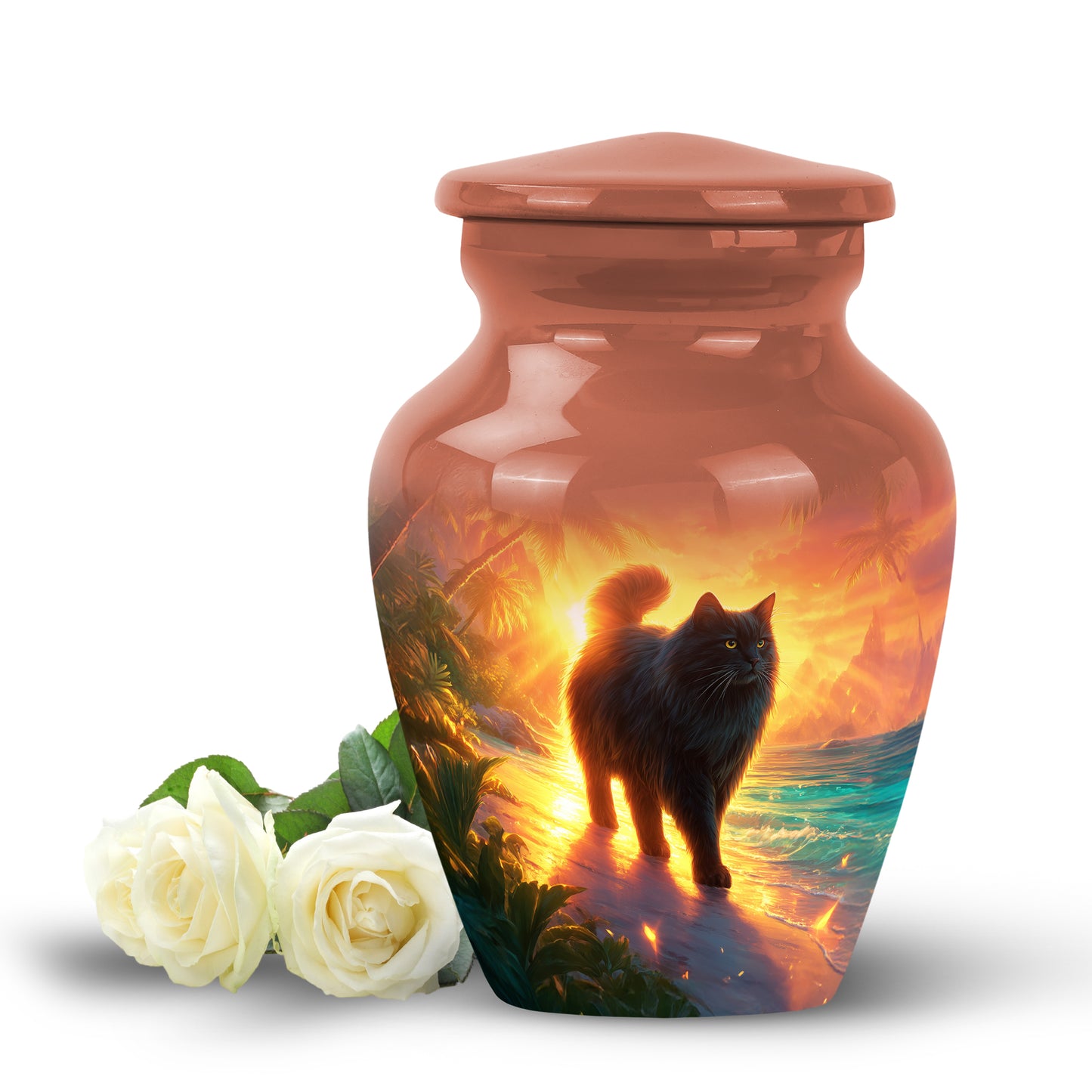 Red Cat Cremation Urns - Glorious Benediction 10-inch, 200 cu in - Yatskia