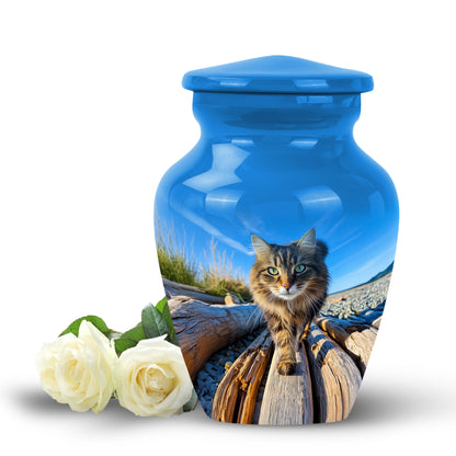 Blue Cat Cremation Urns - Honored Honor 10-inch, 200 cu in - Yatskia