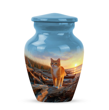 Timeless Blue Cat Cremation Urn for Ashes - Yatskia