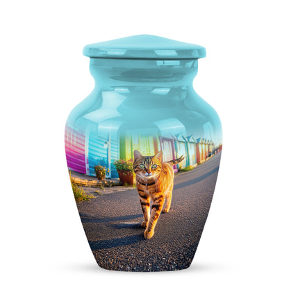 Hallowed Cat Cremation Urns for Human Ashes - Teal 10-inch - Yatskia