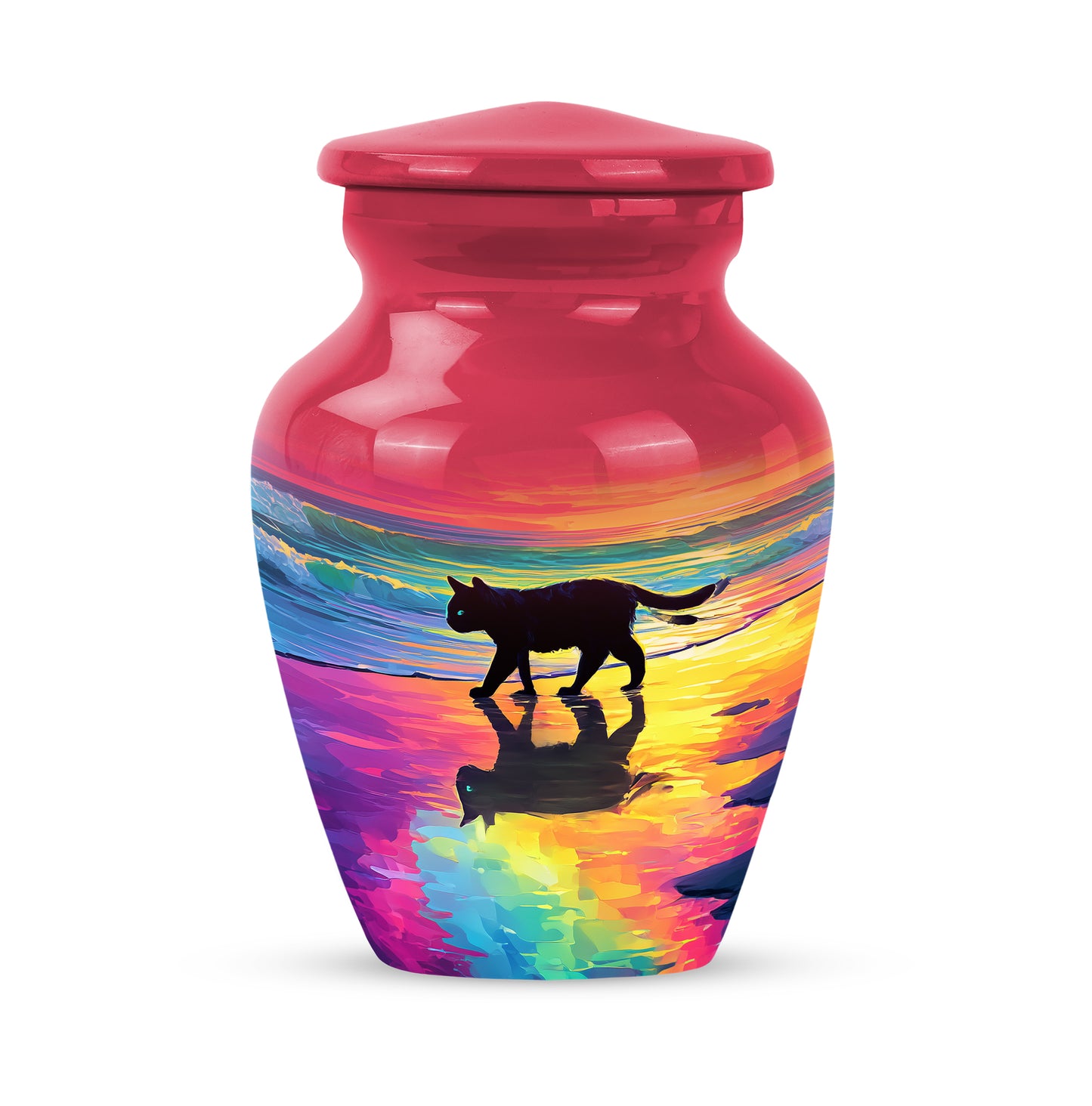 Dignified Red Cat Cremation Urn for Ashes - 10-inch, 200 cu in - Yatskia