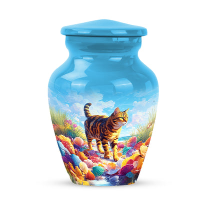 Blue Cat Comfort Cremation Urns for Human Ashes - 10-inch, 200 cu in - Yatskia