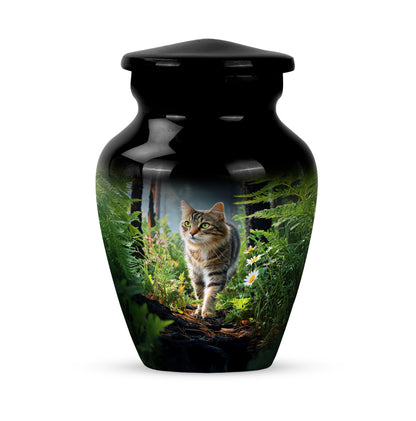 Personalized Black Sovereign Cat Cremation Urns for Human Ashes - 10-inch, 200 cu in - Yatskia
