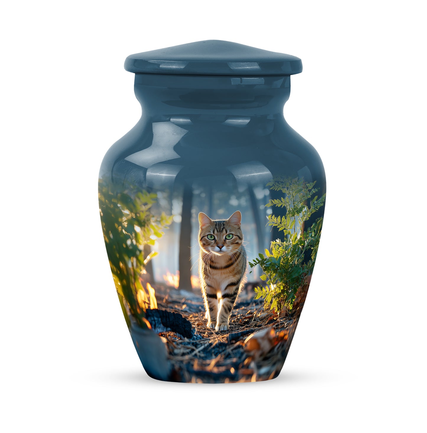 Blue Cat Comfort Cremation Urns for Human Ashes - 10-inch, 200 cu in - Yatskia