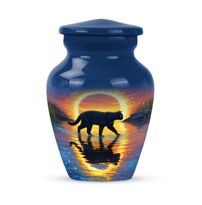 Personalized Blue Revered Cat Cremation Urns for Human Ashes - 10-inch, 200 cu in - Yatskia