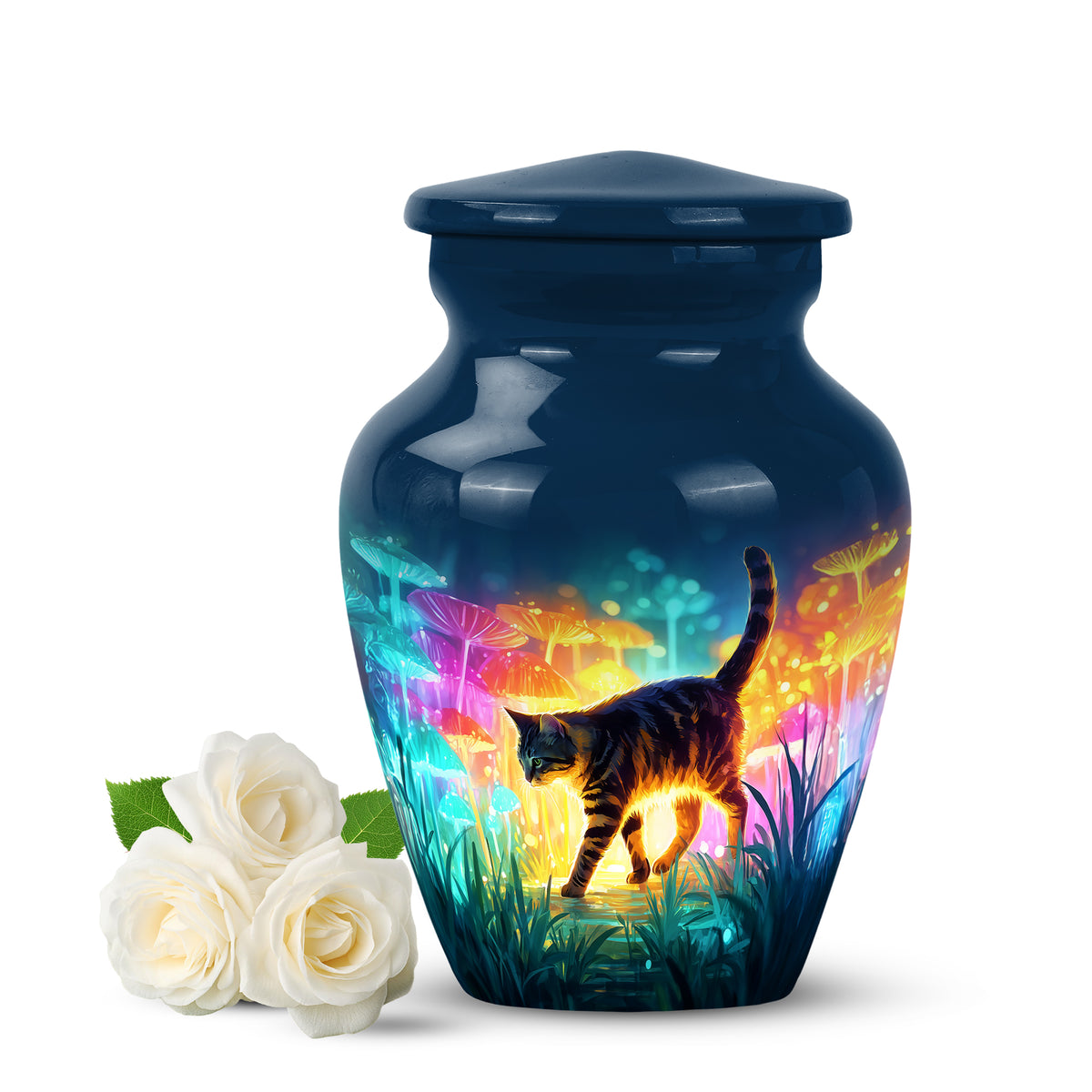 Blue Stately Cat Cremation Urns for Human Ashes - Yatskia