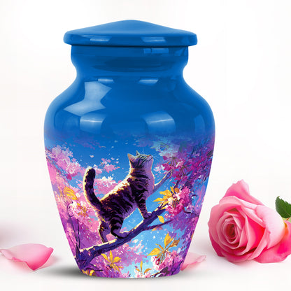 Blue Cat Cremation Urns - Honored Embrace 10-inch, 200 cu in - Yatskia