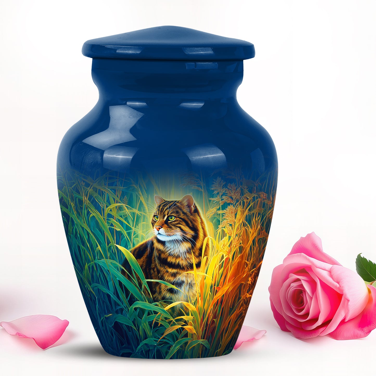 Blue Cat Honor Cremation Urns for Human Ashes - 10-inch, 200 cu in - Yatskia