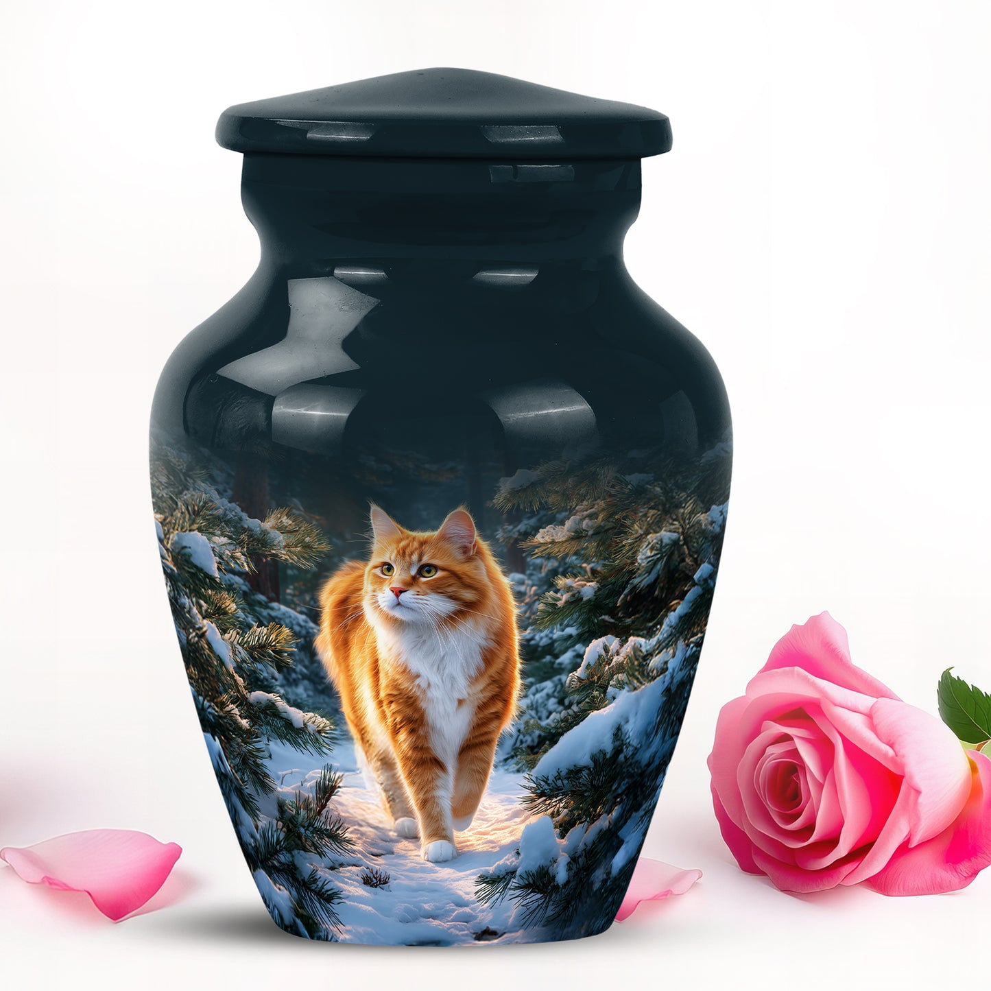 Blue Cat Embrace Cremation Urns for Human Ashes - 10-inch, 200 cu in - Yatskia
