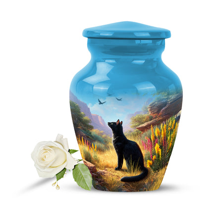 Blue Comforting Cat Memorial Urn for Ashes - Yatskia