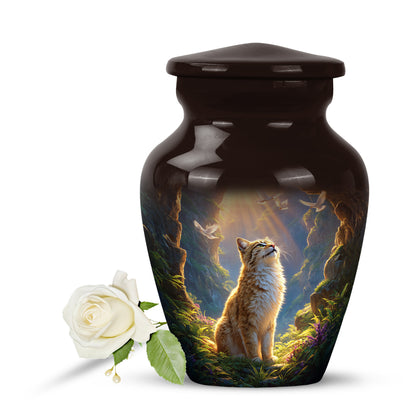 Personalized Red Steadfast Cat Cremation Urns for Human Ashes - 10-inch, 200 cu in - Yatskia