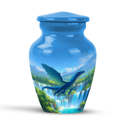 Resplendent Blue Dragon Cremation Urn for Ashes - 10-inch, 200 cu in - Yatskia