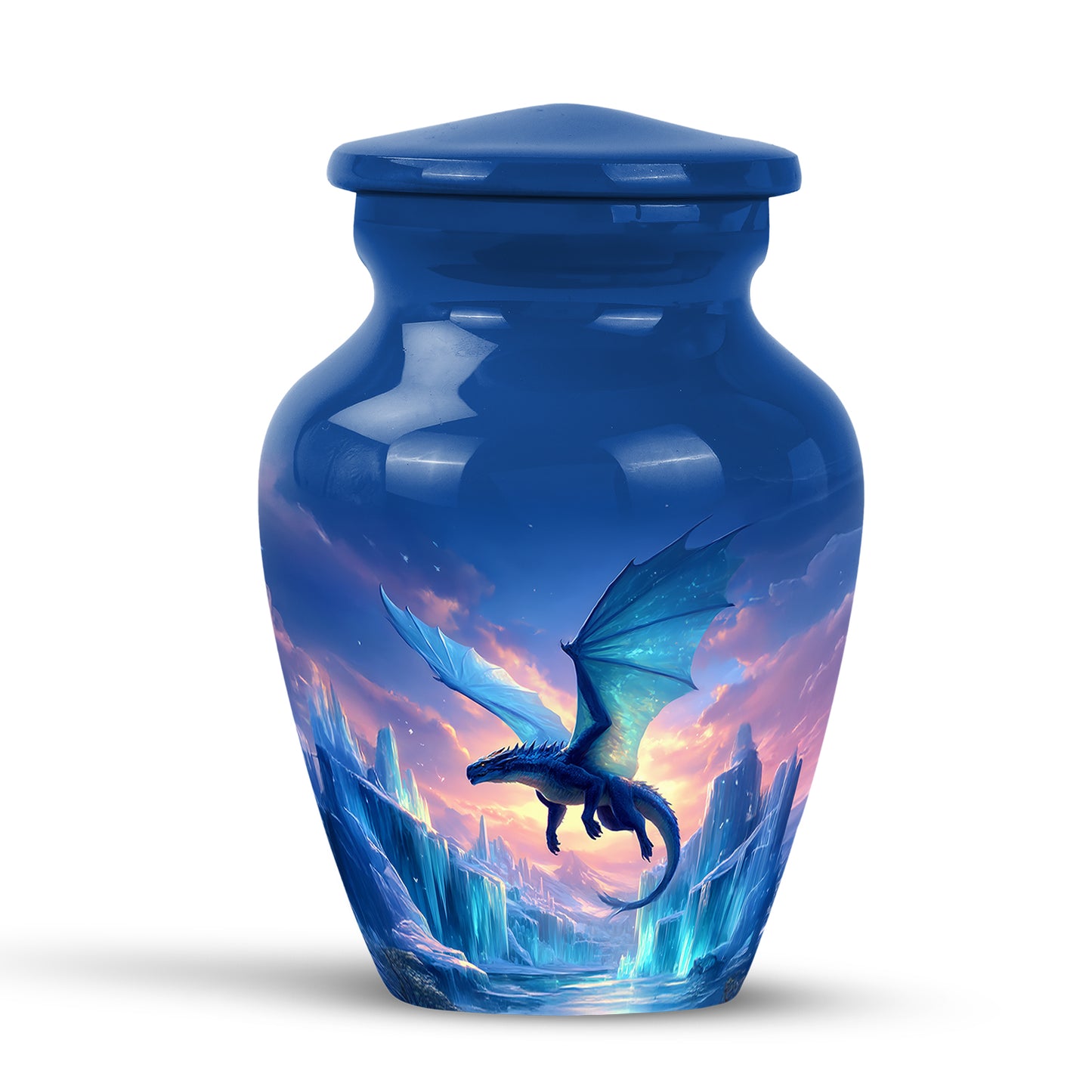 Blue Dragon Journey Cremation Urns for Human Ashes - 10-inch, 200 cu in - Yatskia