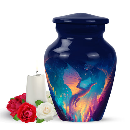 Blue Serene Dragon Memorial Urn for Ashes - 10-inch, 200 cu in - Yatskia
