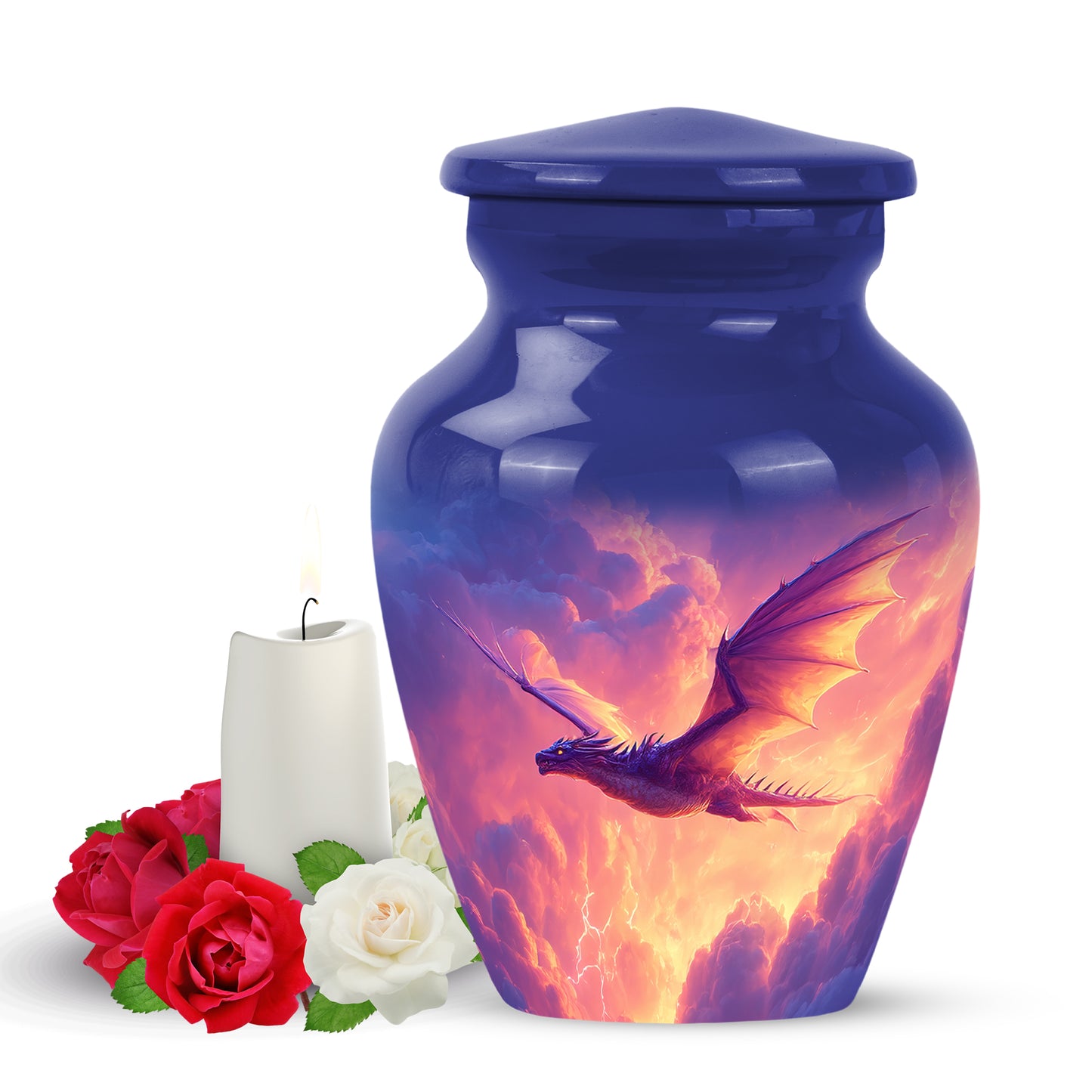 Personalized Eternal Dragon Cremation Urns - Blue 10-inch, 200 cu in - Yatskia