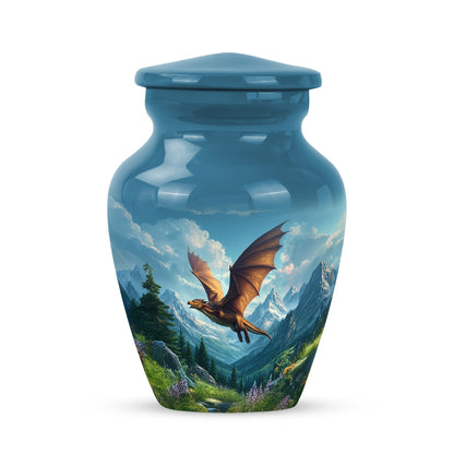 Personalized Blue Cherished Dragon Cremation Urns for Human Ashes - 10-inch, 200 cu in - Yatskia
