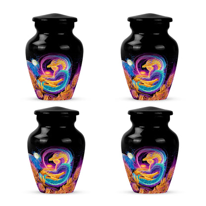Charcoal Black Dragon Cremation Urn side profile showing urn shape - elegant classic dragon relief with fine detailing - 10 inch aluminum urn for cremated remains