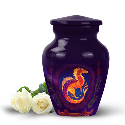 Regal Dragon Memorial Cremation Urns - Purple 10-inch, 200 cu in - Yatskia