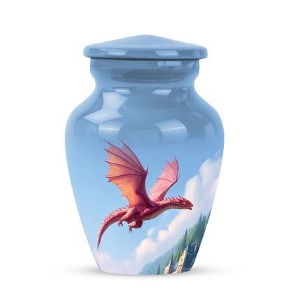 Personalized Seraphic Dragon Cremation Urns - Blue 10-inch, 200 cu in - Yatskia