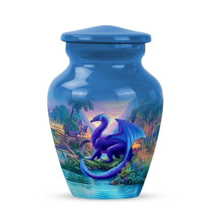 Ethereal Dragon Memorial Cremation Urns - Blue 10-inch, 200 cu in - Yatskia