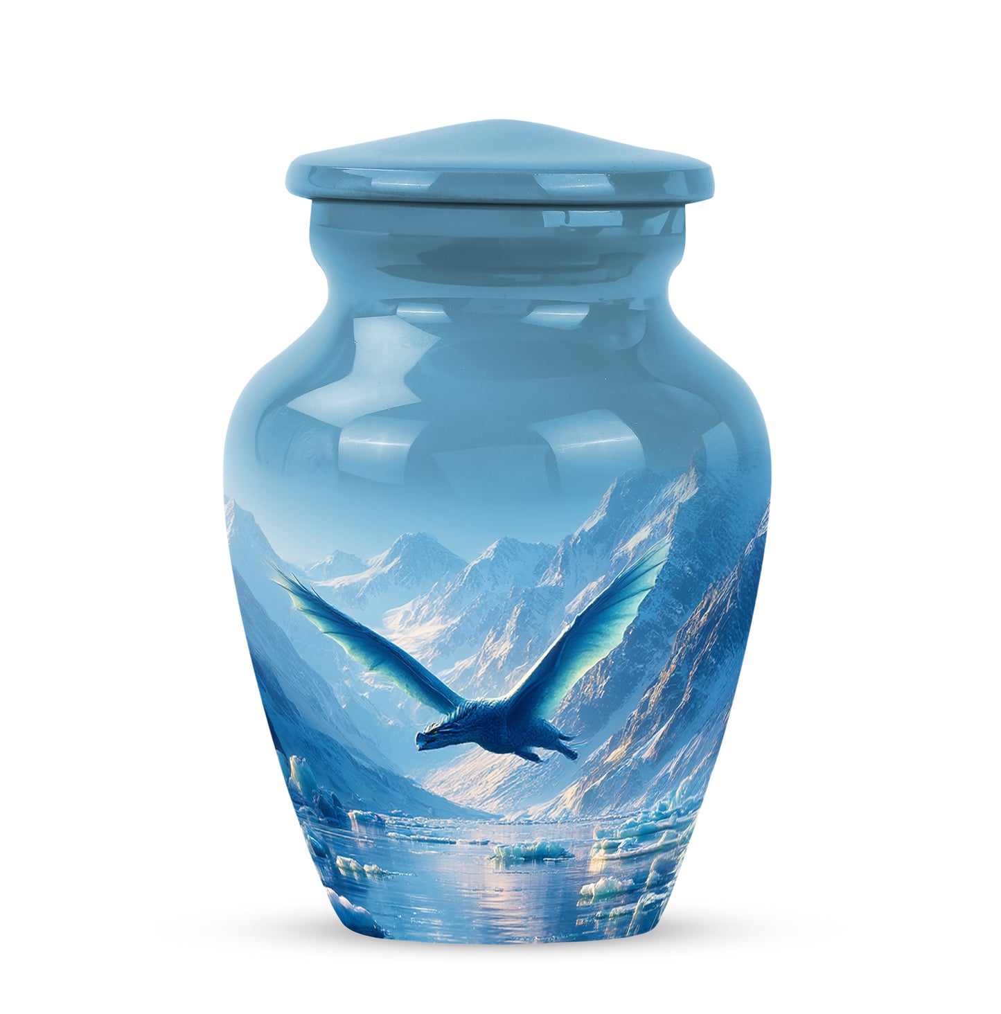 Harmonious Dragon Cremation Urns for Human Ashes - Blue 10-inch - Yatskia