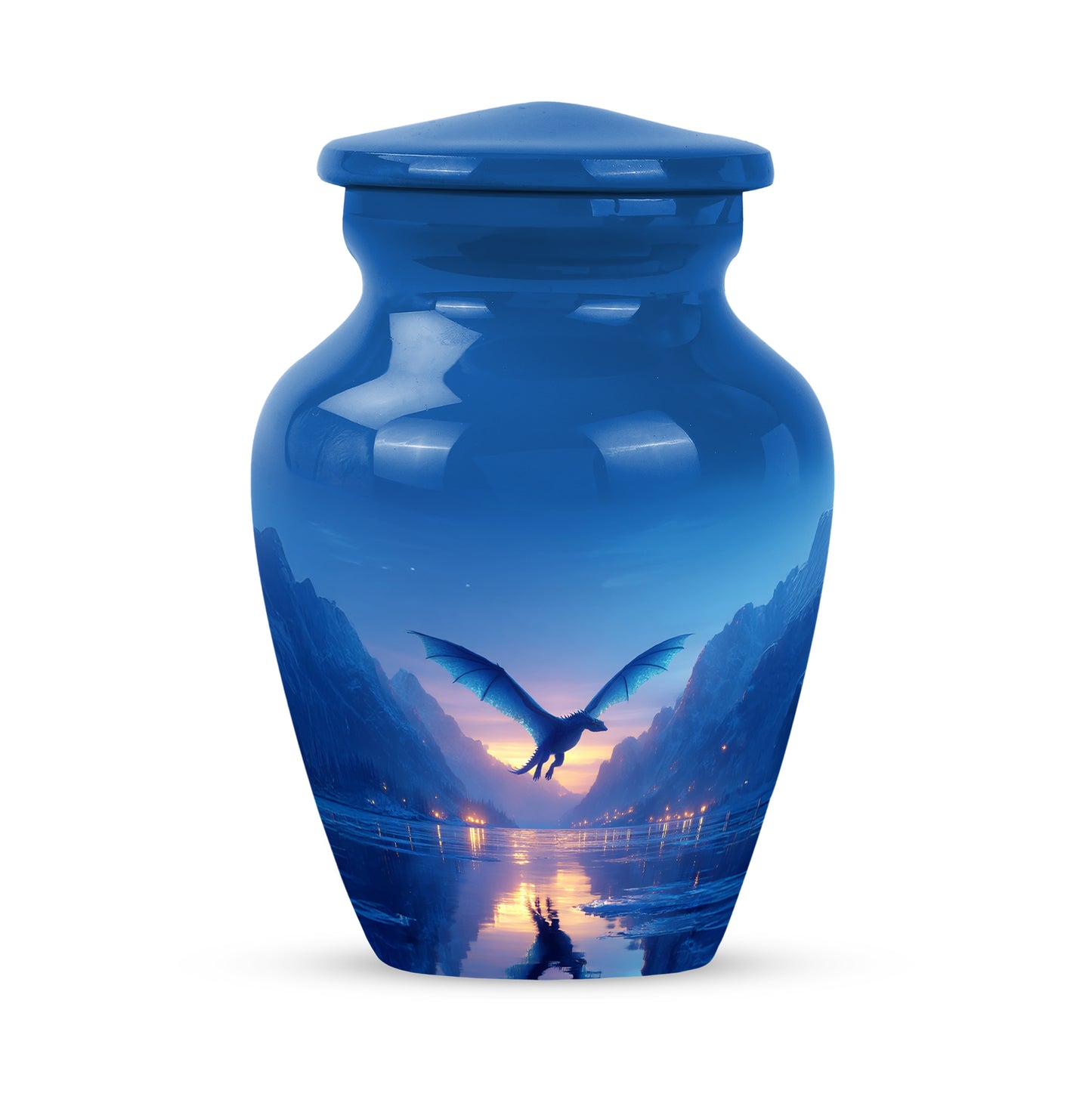 Personalized Seraphic Dragon Cremation Urns - Blue 10-inch, 200 cu in - Yatskia