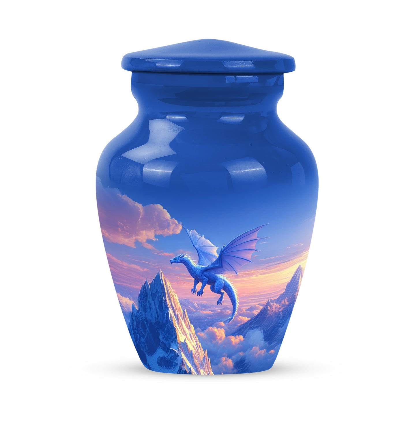 Blue Beloved Dragon Cremation Urns for Human Ashes - 10-inch, 200 cu in - Yatskia