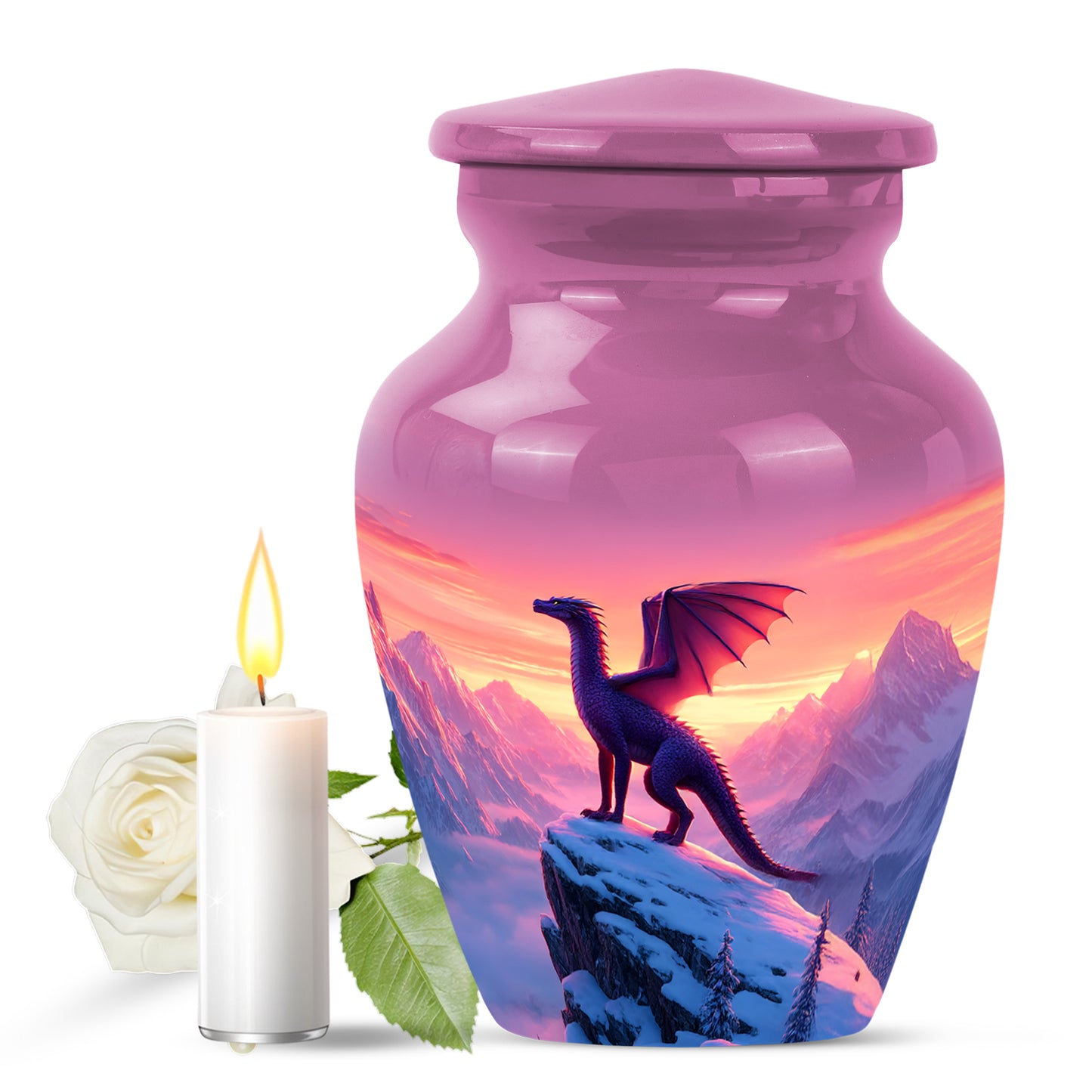 Personalized Eternal Dragon Cremation Urns - Pink 10-inch, 200 cu in - Yatskia