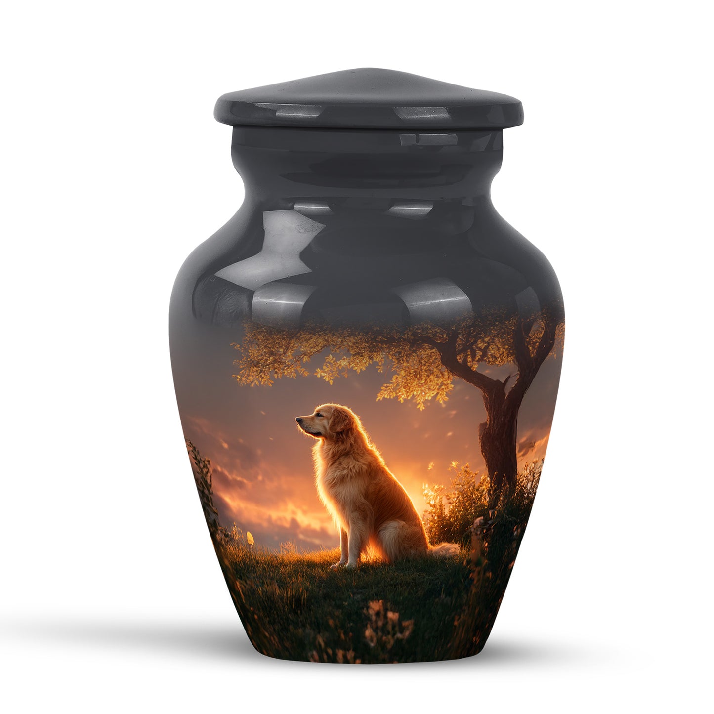 Black Treasured Dog Cremation Urns for Human Ashes - 10-inch, 200 cu in - Yatskia