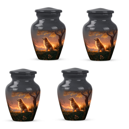 Onyx Black Dog Cremation Urn side profile showing urn shape - elegant classic dog relief with fine detailing - 10 inch aluminum urn for cremated remains