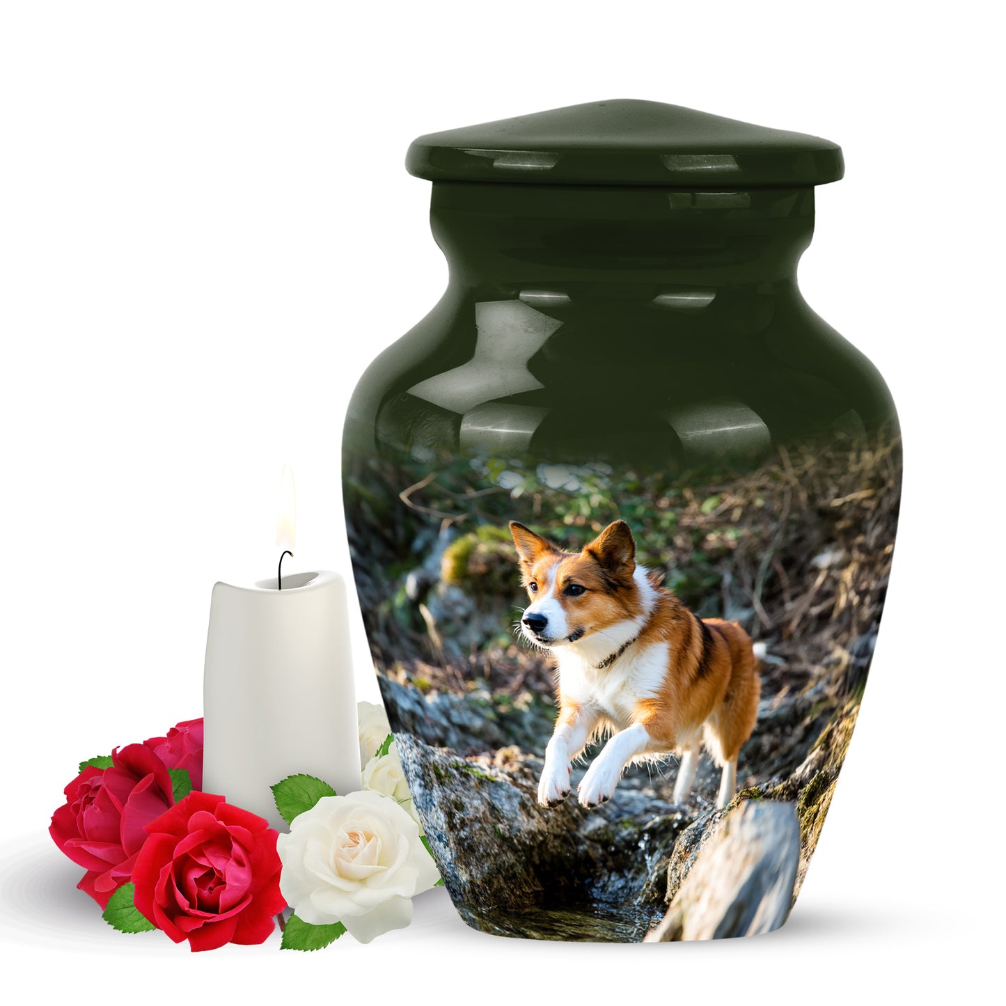 Personalized Green Dog Cremation Urns for Ashes - Majestic 10-inch - Yatskia