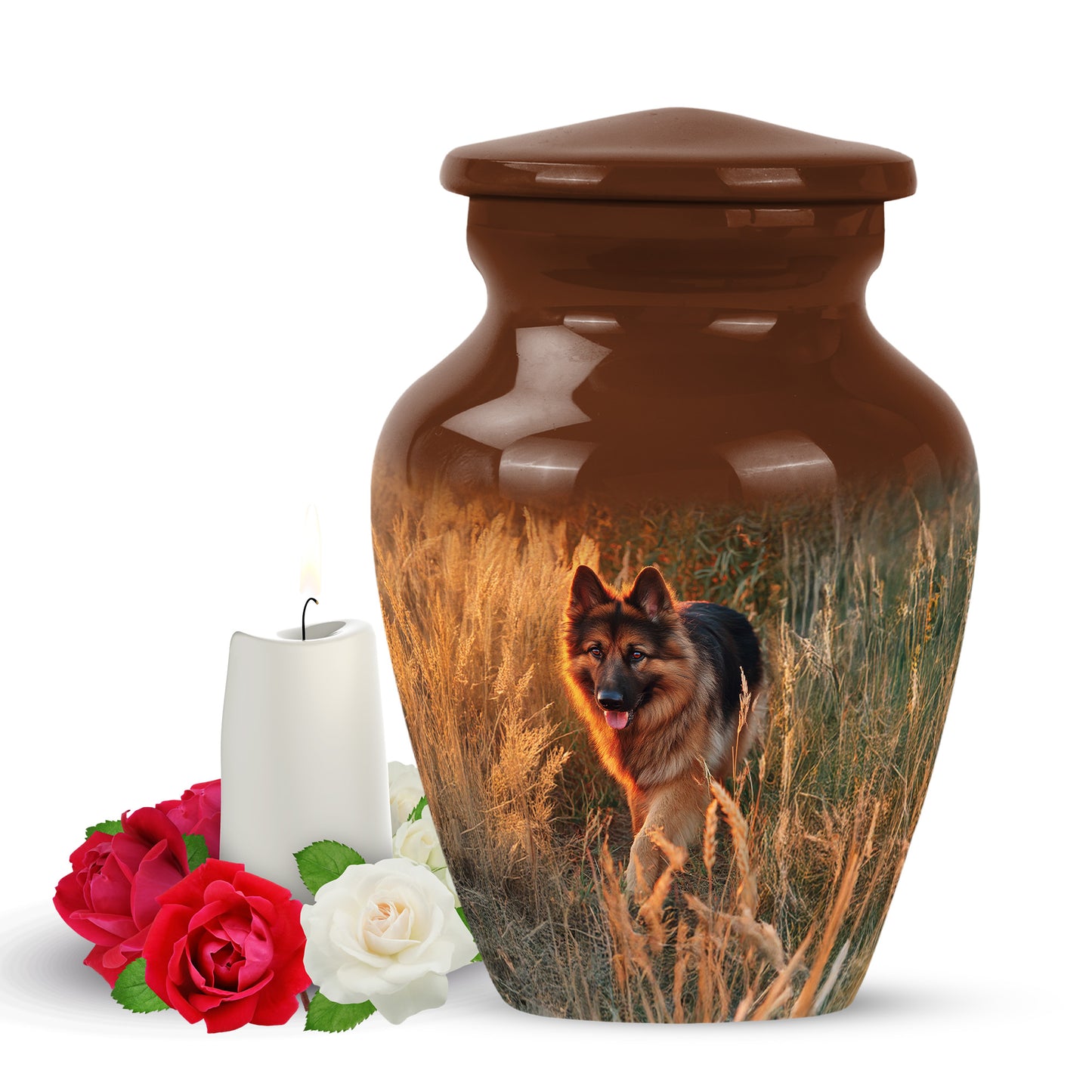 Personalized Dog Cremation Urns - Eminent Gold 10-inch, 200 cu in - Yatskia