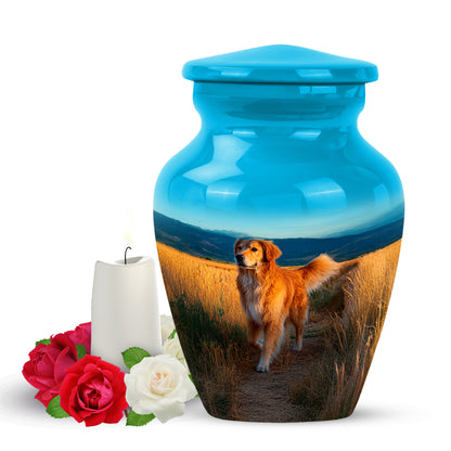 Teal Dog Cremation Urns - Glorious Embrace 10-inch, 200 cu in - Yatskia