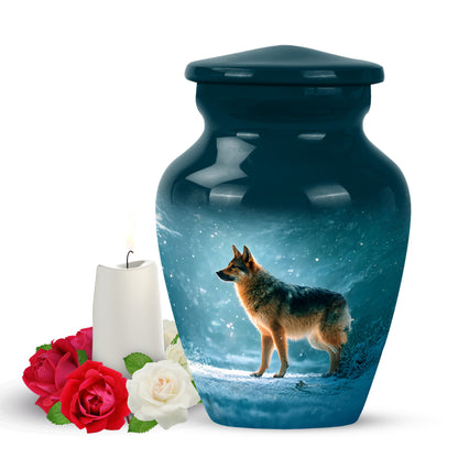 Teal Dog Dedication Cremation Urns for Human Ashes - 10-inch, 200 cu in - Yatskia