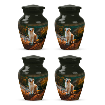 Dark Black Dog Cremation Urn side profile showing urn shape - elegant classic dog relief with fine detailing - 10 inch aluminum urn for cremated remains