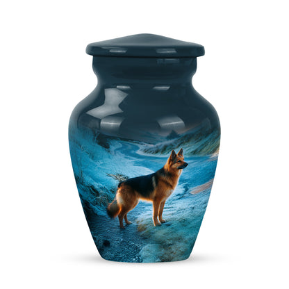 Everlasting Blue Dog Passage Urn for Human Ashes - 10-inch, 200 cu in - Yatskia