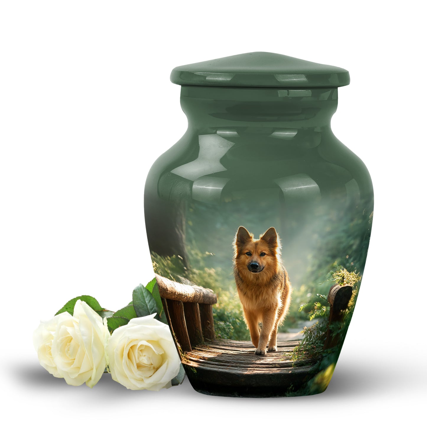Personalized Green Dog Cremation Urns for Ashes - Enchanting 10-inch - Yatskia