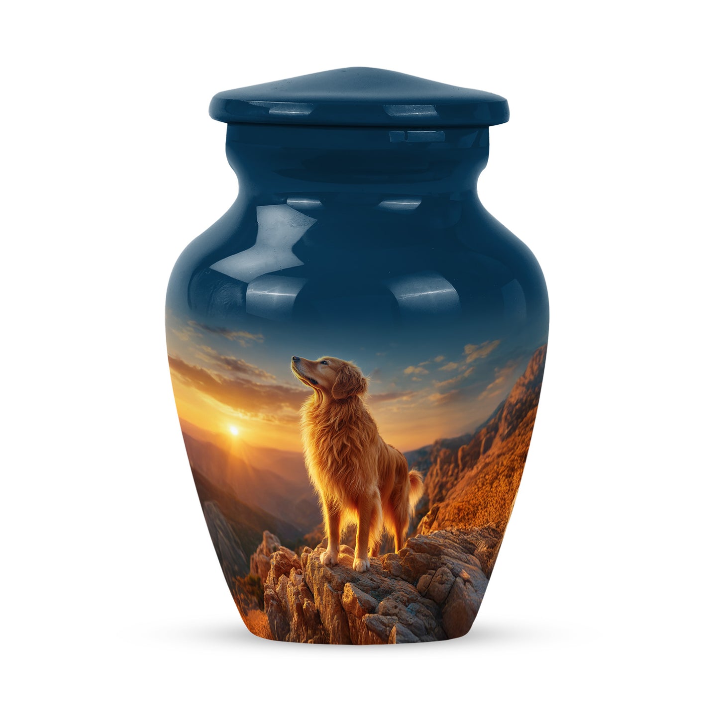 Personalized Blue Dog Cremation Urns for Ashes - Transcendent 10-inch - Yatskia