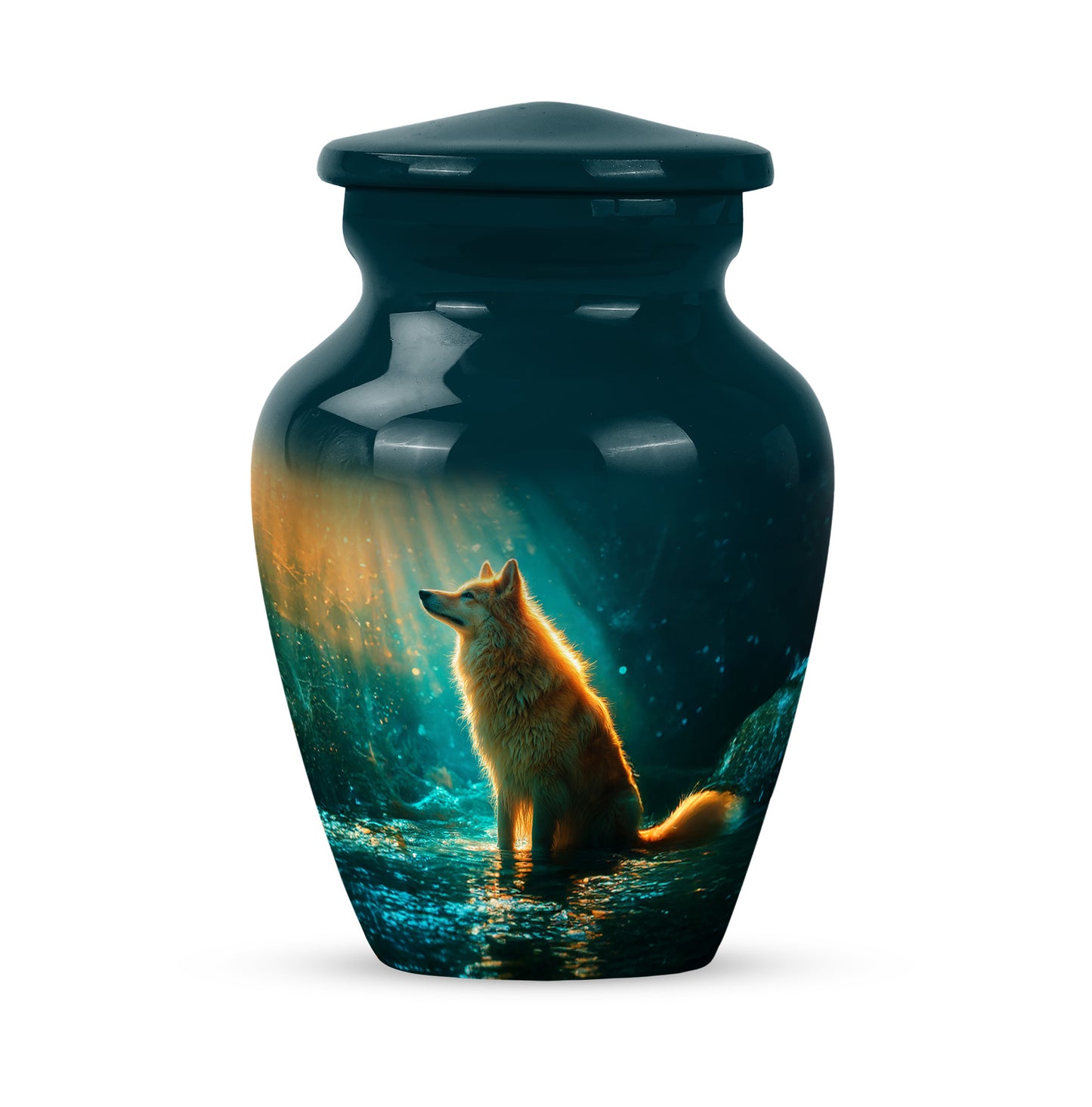 Harmonious Dog Cremation Urns for Human Ashes - Teal 10-inch - Yatskia
