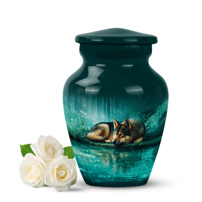 Stunning Teal Dog Comfort Urn for Human Ashes - 10-inch, 200 cu in - Yatskia