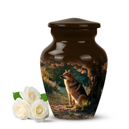 Everlasting Gold Dog Blessing Urn for Human Ashes - 10-inch, 200 cu in - Yatskia