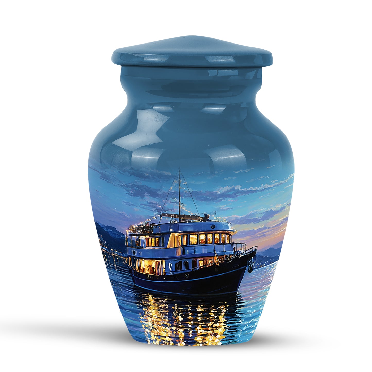 Personalized Seraphic Boat Cremation Urns - Blue 10-inch, 200 cu in - Yatskia