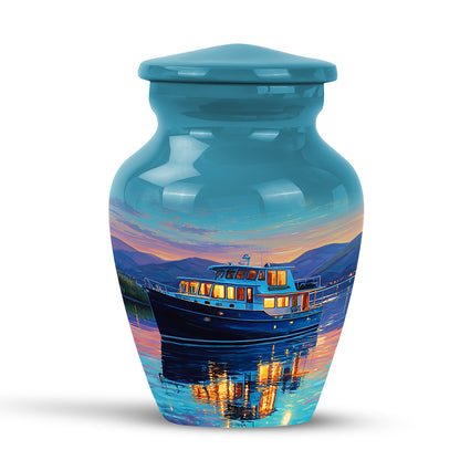 Teal Boat Cremation Urns - Opulent Promise 10-inch, 200 cu in - Yatskia