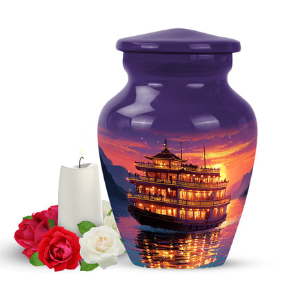 Purple Boat Sentinel Cremation Urns for Human Ashes - 10-inch, 200 cu in - Yatskia