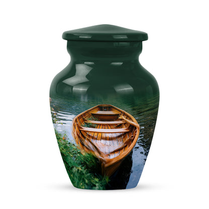 Green Boat Heritage Cremation Urns for Human Ashes - 10-inch, 200 cu in - Yatskia